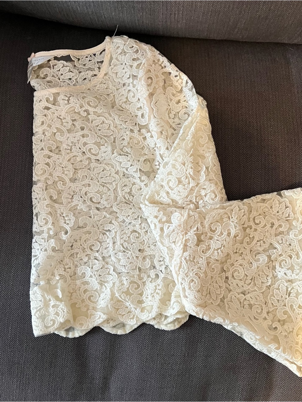 White Lace Bell Sleeve Top Women's BlouseLauren Conrad Lace Overlay Top